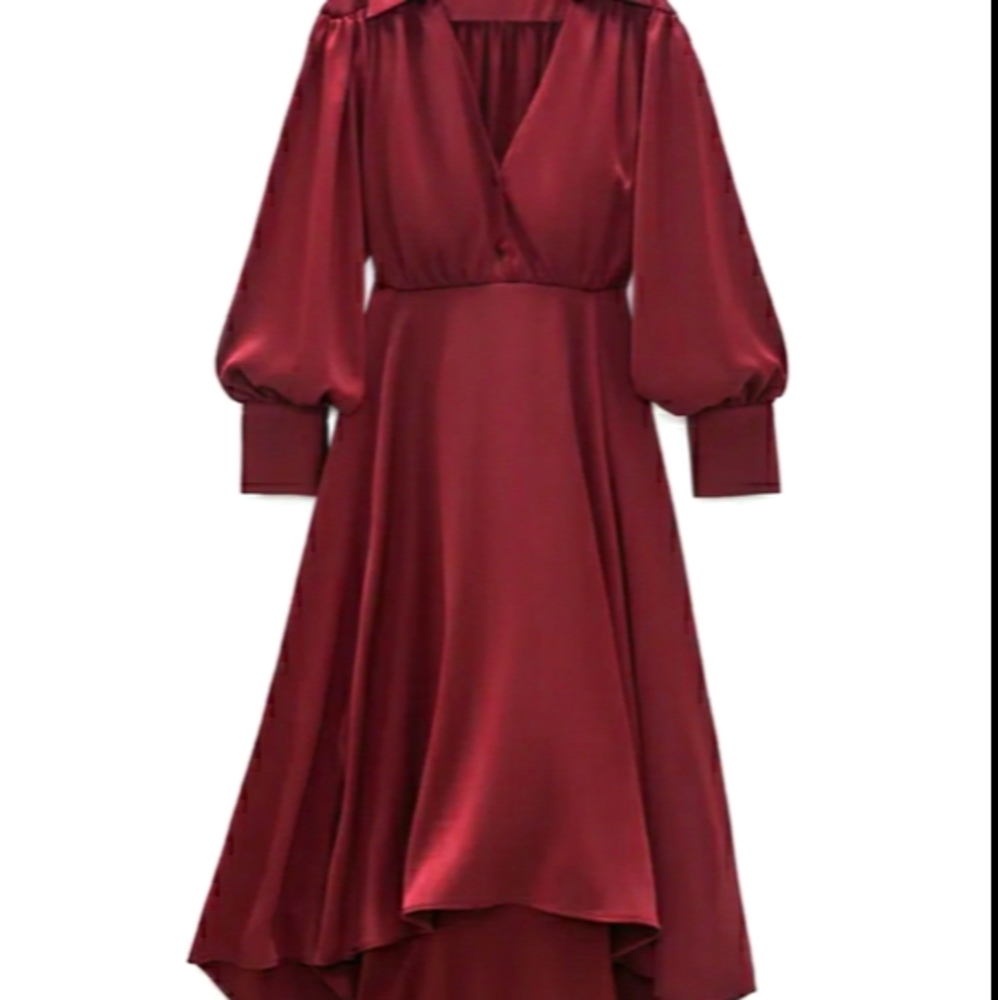 NWTs zara burgundy satin dress - Picture 5 of 9